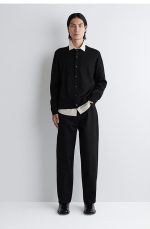 Wool Round-Neck Cardigan Black