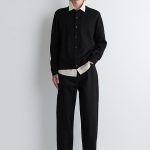 Wool Round-Neck Cardigan Black