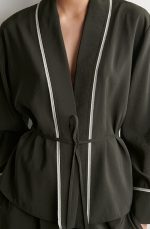 Lace-Up Cardigan Green