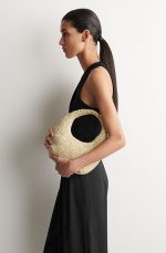 Curved Mini Woven Shoulder Bag Beige - Image 2