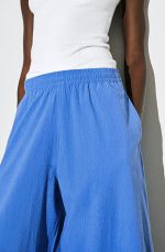 Casual Seersucker Wide-leg Culottes Blue - Image 2