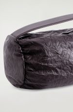 Cylindrical Textured Leather Clutch Bag Dark Brown - Image 4
