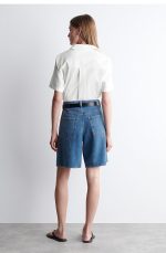 Denim Wide-Leg Shorts Blue - Image 2